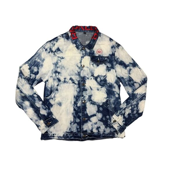 Young & Reckless Y&R Men’s Medium Bleached Denim Jacket Embroidered - Picture 1 of 7